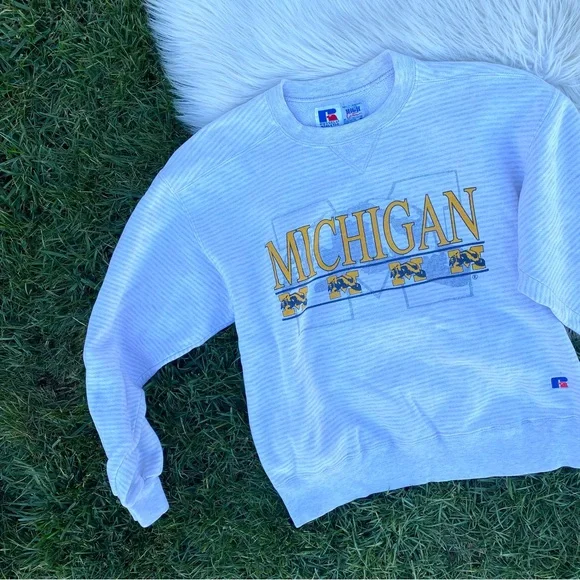 Vtg Michigan Wolverines Russell crewneck sweatshirt medium - Picture 1 of 7